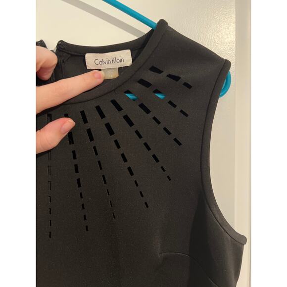 Calvin Klein Black Laser-Cut Sheath Midi Dress – Size 12 - Picture 2 of 7